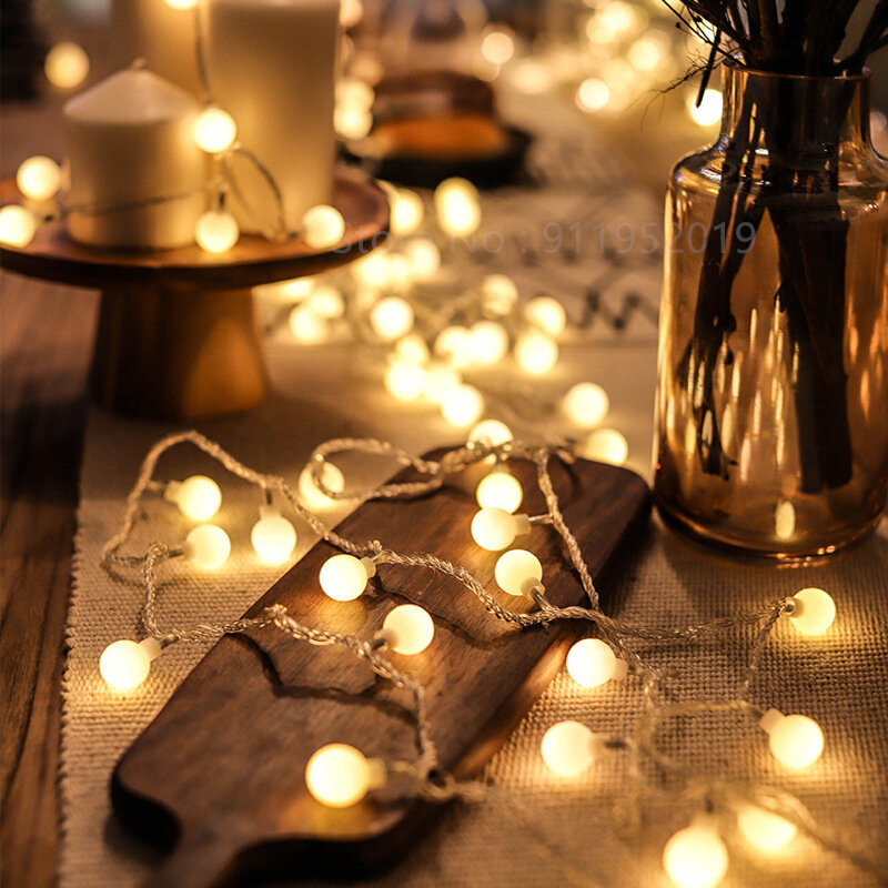 Guirnalda de luces LED con batería, luces impermeables de hadas de Navidad, decoración de fiesta de boda, jardín en casa