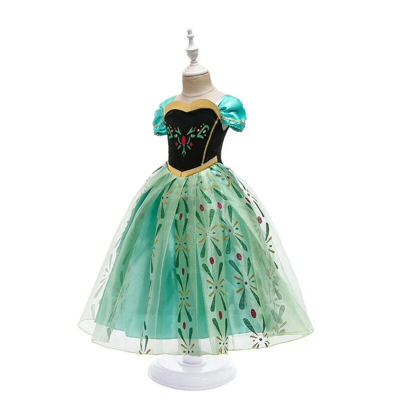 Детское платье принцессы Анны, костюм для косплея для девочек, летняя одежда для Хэллоуина, дня рождения, карнавальный халат, Маскировка для вечеринки