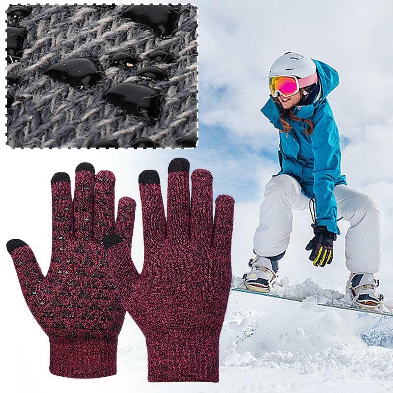 Winter Gloves Men Cycling Bike Women Thermal wool Cold Bicycle Wind Mitten Warm Running Screen Skiing Outdoor Waterproof To A9J7