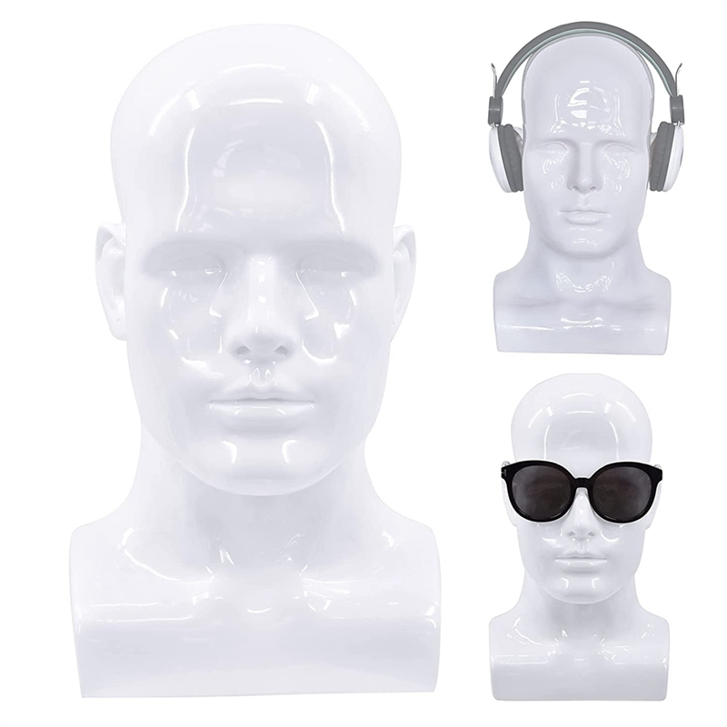 Мужская голова манекена, профессиональная голова манекена для дисплея, парики, головные уборы, маска для наушников (белая)