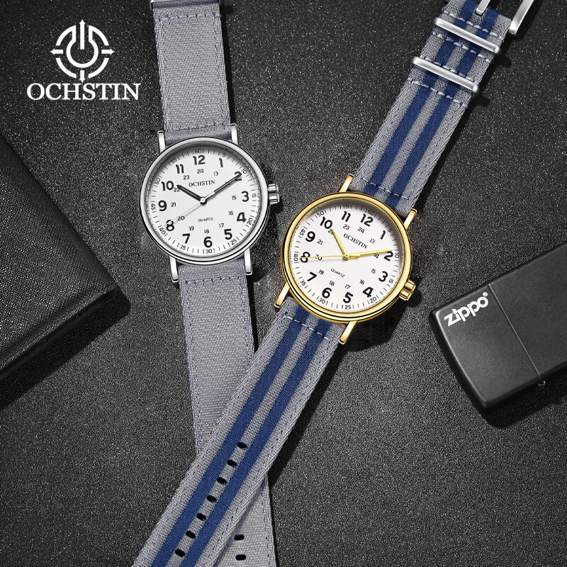 Популярные модели, винтажные деловые Креативные мужские часы из нейлоновой серии, многофункциональные кварцевые часы с механизмом, мужские кварцевые часы, 2024