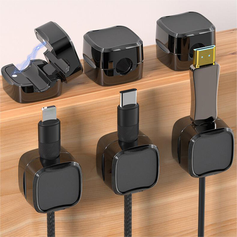6 Pieces Of Magnetic Cable Clamp Adhesive Wire Rack Receiver For Keeper's Home Office Cable Management Under The Table Brief