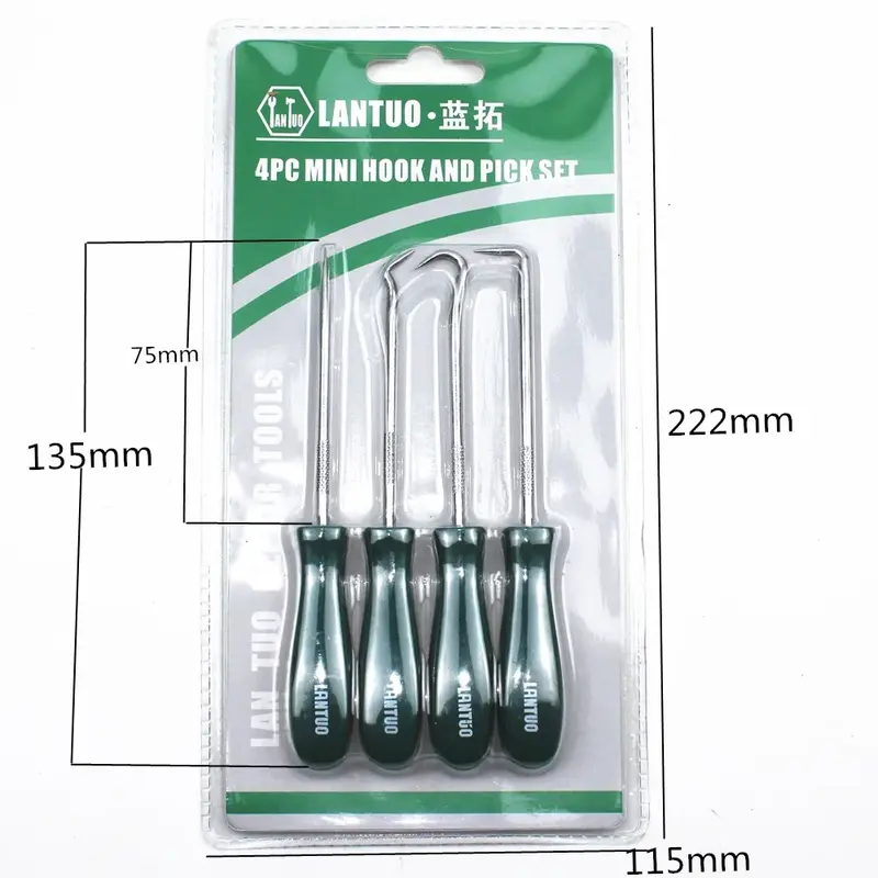ALLSOME 4Pcs 135mm Car Auto Vehicle Oil Seal Screwdrivers Set O-Ring Gasket Puller Remover Pick Hooks Tools