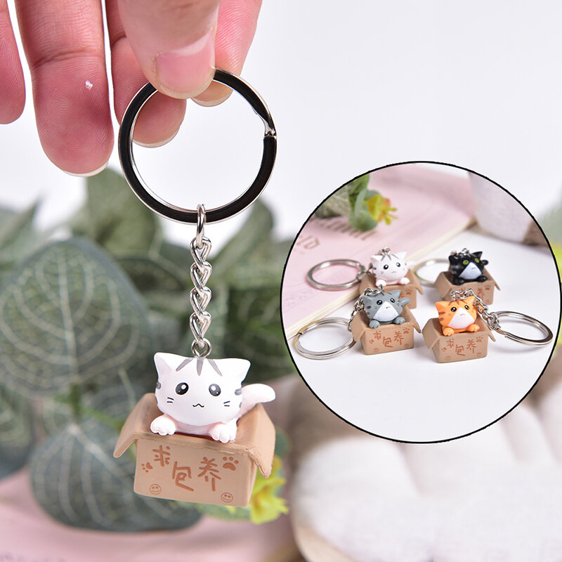 Pompon Cat Key Rings Women Femme Faux Fur DIY Car Handbag Keychain