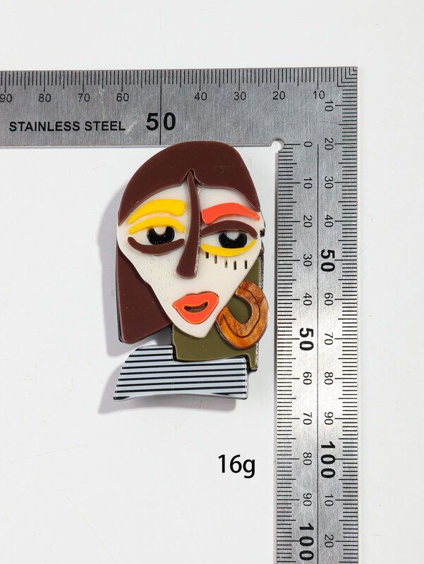 Женская акриловая брошь в виде абстрактной фигурки лица