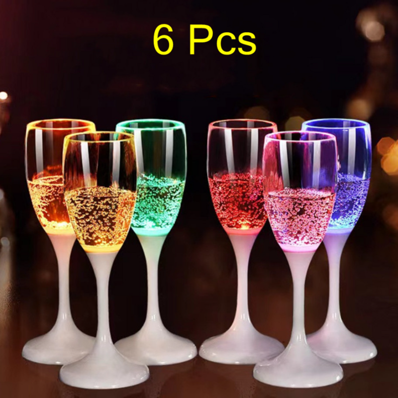 Gobelet lumineux LED standard, gobelet créatif, lueur dans l'eau, tasse à cocktail, décoration de fête de mariage, tasse d'escales de Noël, 6 pièces