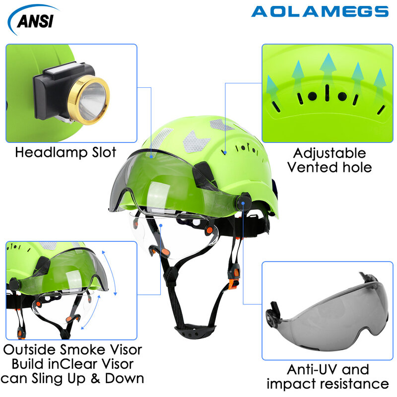 CE строительный защитный шлем с козырьком, встроенные защитные очки, Светоотражающая наклейка для инженера, ABS, промышленная защита головы
