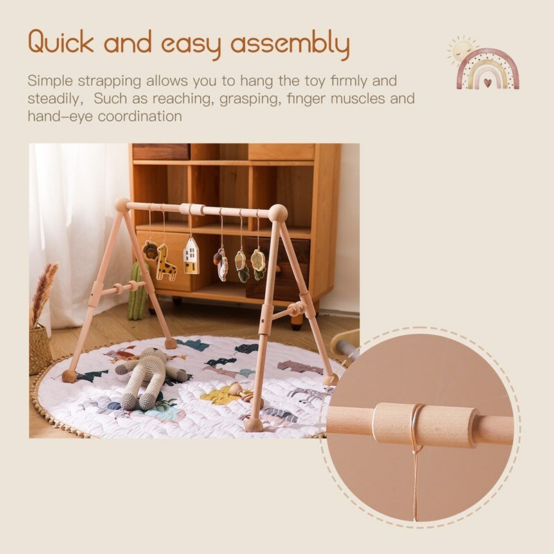Nuovo prodotto ciondolo giochi in legno palestra Mobile neonato struttura sensoriale Rattan massaggiagengive giocattolo per bambini regali accessori per passeggini