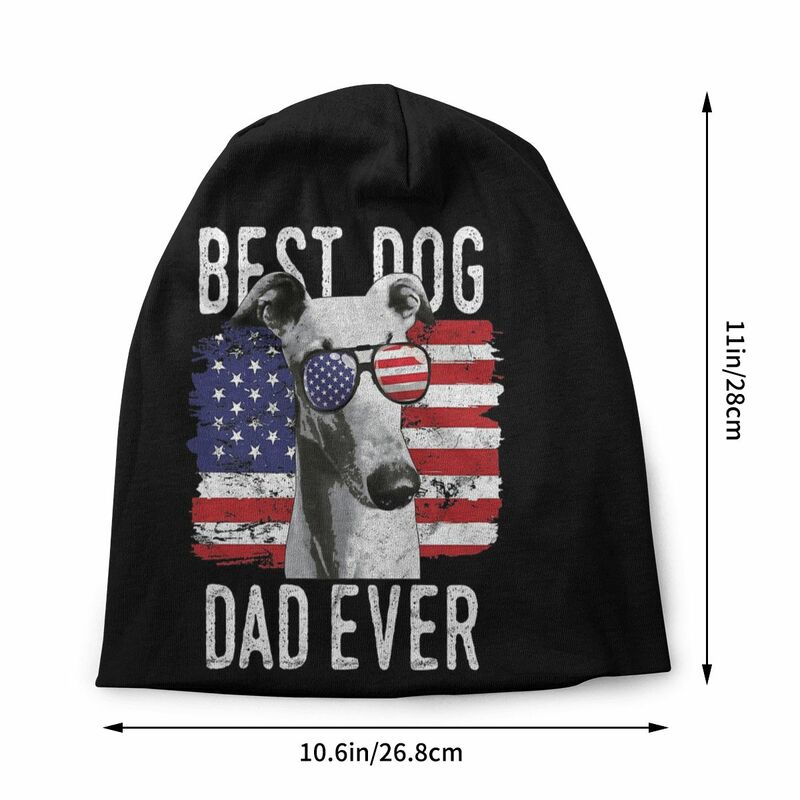 女性のための屋外の薄いビーニー、ボネットの帽子、アメリカの国旗、最高の犬のお父さん、米国、ドイツ巻き、傷、秋