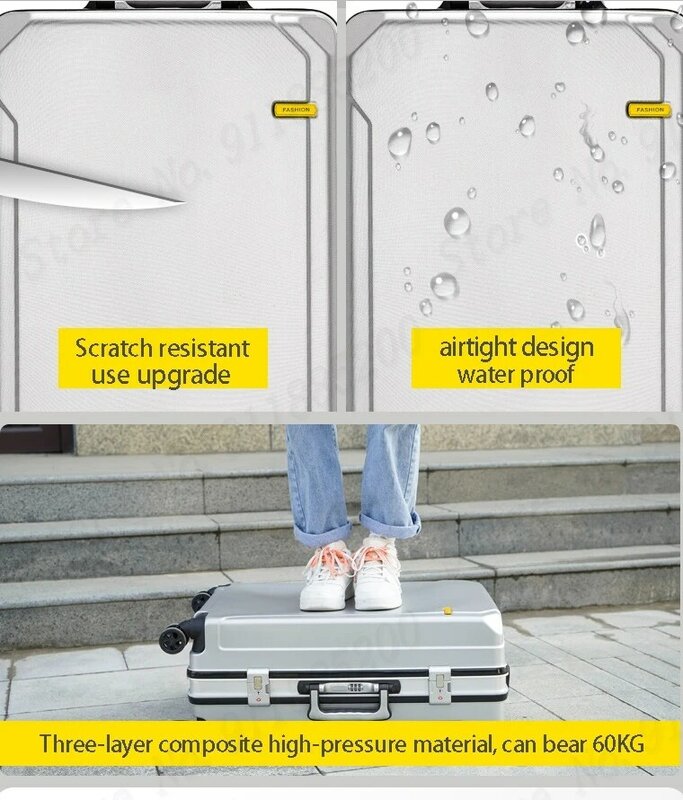 Luggage with USB Charging 20/22/24/26 Inch Brand Suitcases Travel Women Aluminum Frame Suitcase on Wheels Men Suitcase Zipper