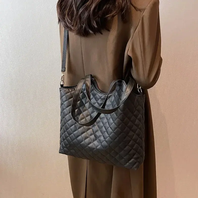 LB013 패션 대용량 숄더백, 여성용 핸드백, 와이드 스트랩 크로스바디 백