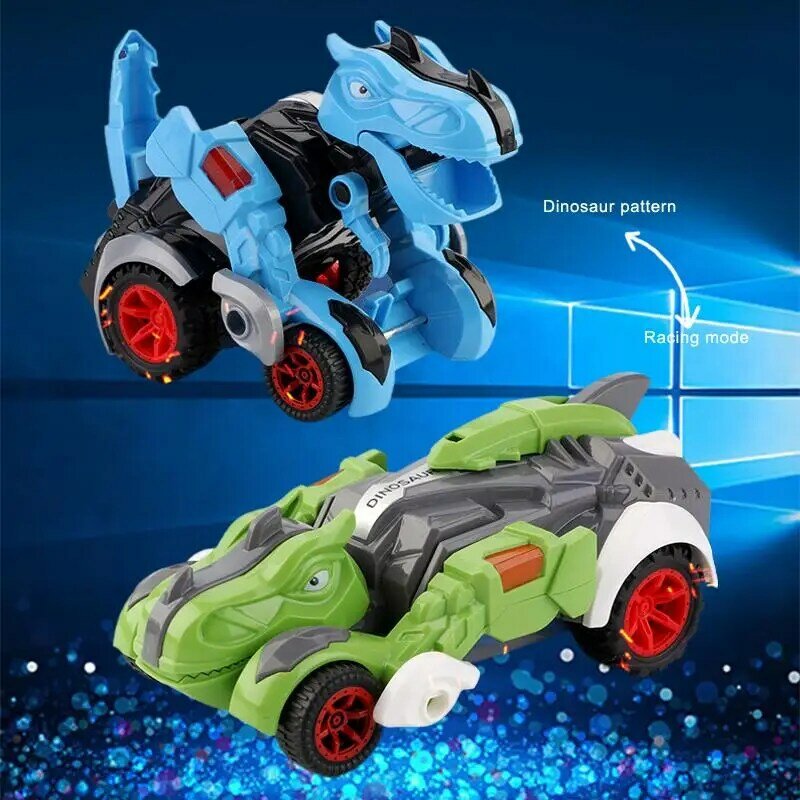Modelo de simulación de dinosaurio de conversión de estilo Popular, juguetes de colisión y colisión para niños, Red de rompecabezas de coche de inercia, Red Boy