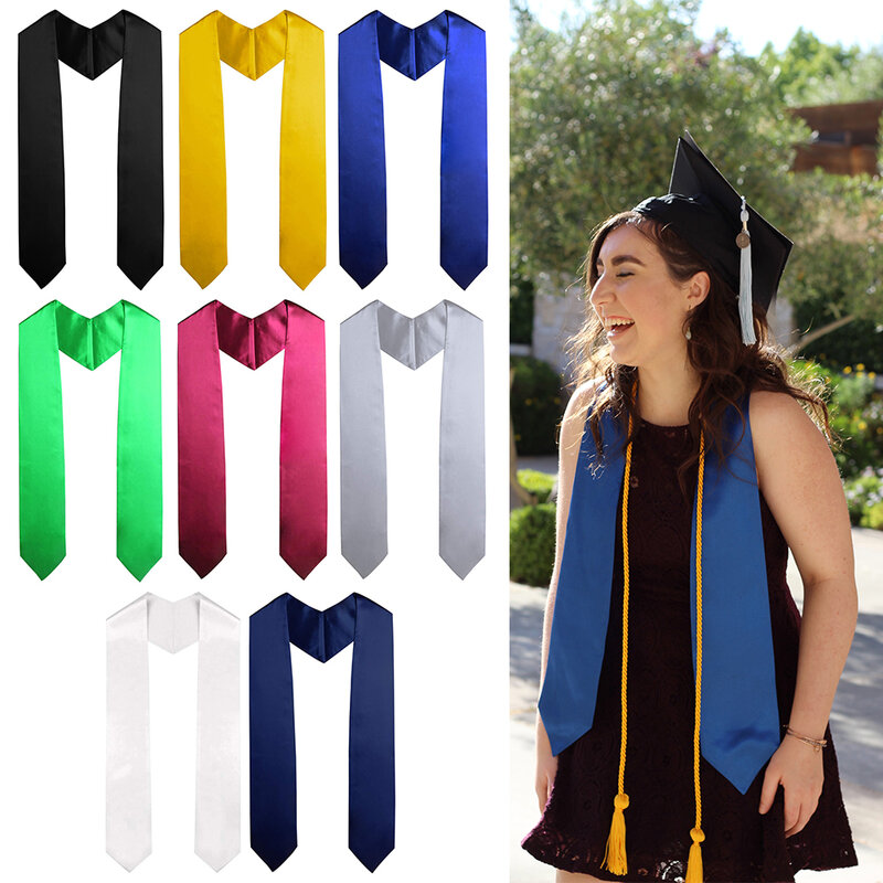 Robe académique unisexe pour adultes, ceinture d'étole de graduation, ceintures noires, cadeau