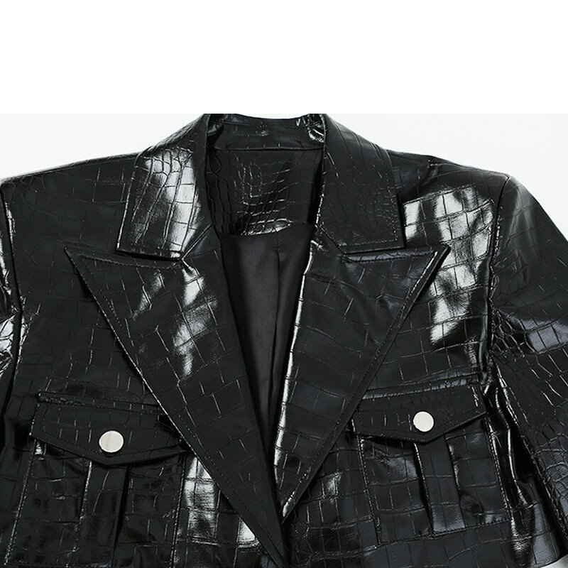 Женская короткая куртка из натуральной кожи Y2K, Весенняя Корейская куртка с рельефным лацканом, локомотивная овечья кожа, 2023