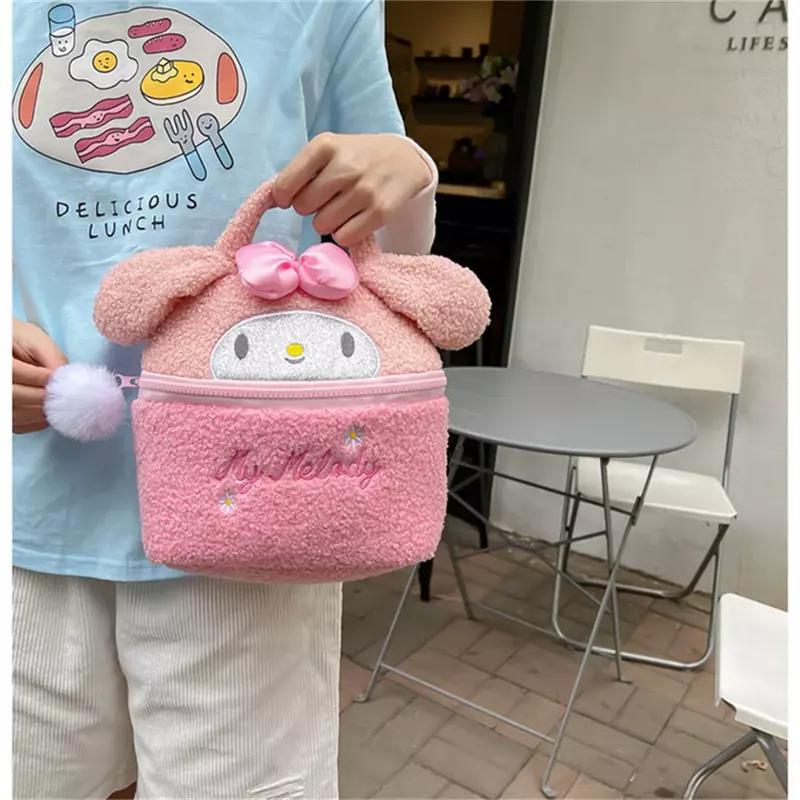 Anime Sanrio Hello Kitty pluszowa kosmetyczka Cinnamoroll Kuromi moja melodia torebka do makijażu podróżne torby do przechowywania pluszowa zabawka prezent dla dziewczynki