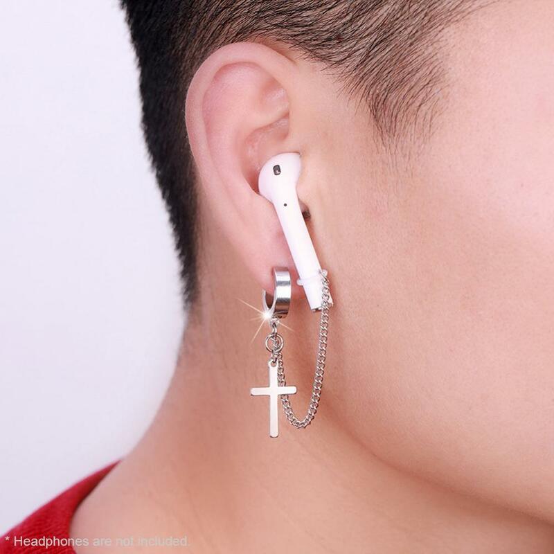 Anti-Lost klips do ucha łańcuszki uchwyt na słuchawki bezprzewodowe łańcuszek ochronny ze stali tytanowej kolczyki do słuchawek AirPods biżuteria
