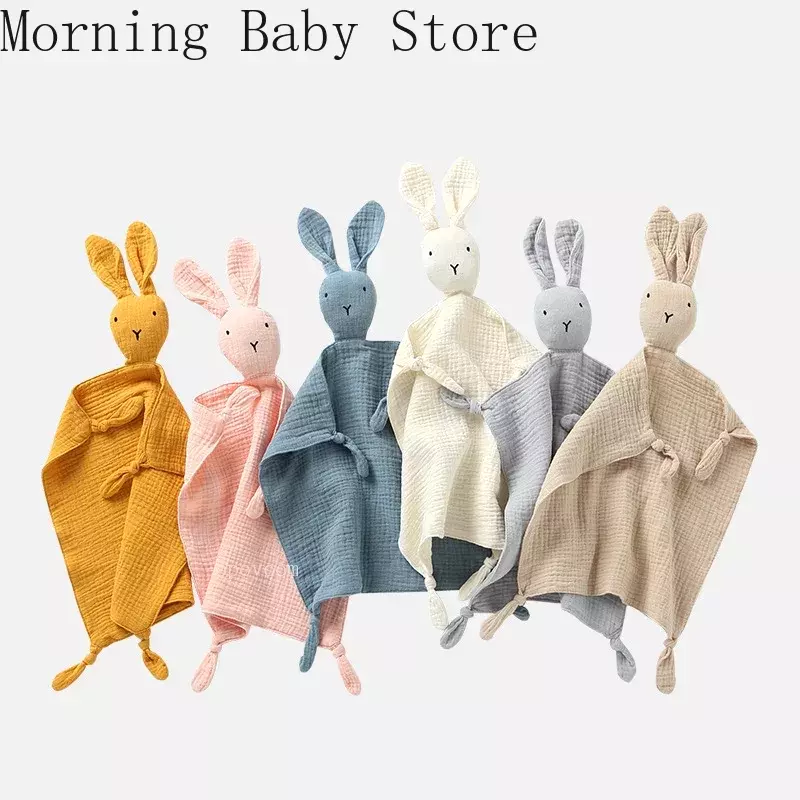 Morbida coperta trapuntata in mussola di cotone per neonato Baby Sleeping Rabbit Dolls fazzoletto per neonati lenire placare i bavaglini per asciugamani