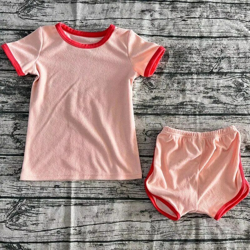 HITOMAGIC 2023 Neue Mädchen Terry Set Kleidung Jungen Kleinkind Kleidung Shorts Für Sommer Kinder Kinder Heißer Verkauf Mädchen Outfits