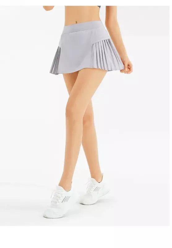 AL Short Skirt Women Double Layer Mid Waist Fake Two Piece Tennis Skirt Casual Outdoor Sports Short Skirt