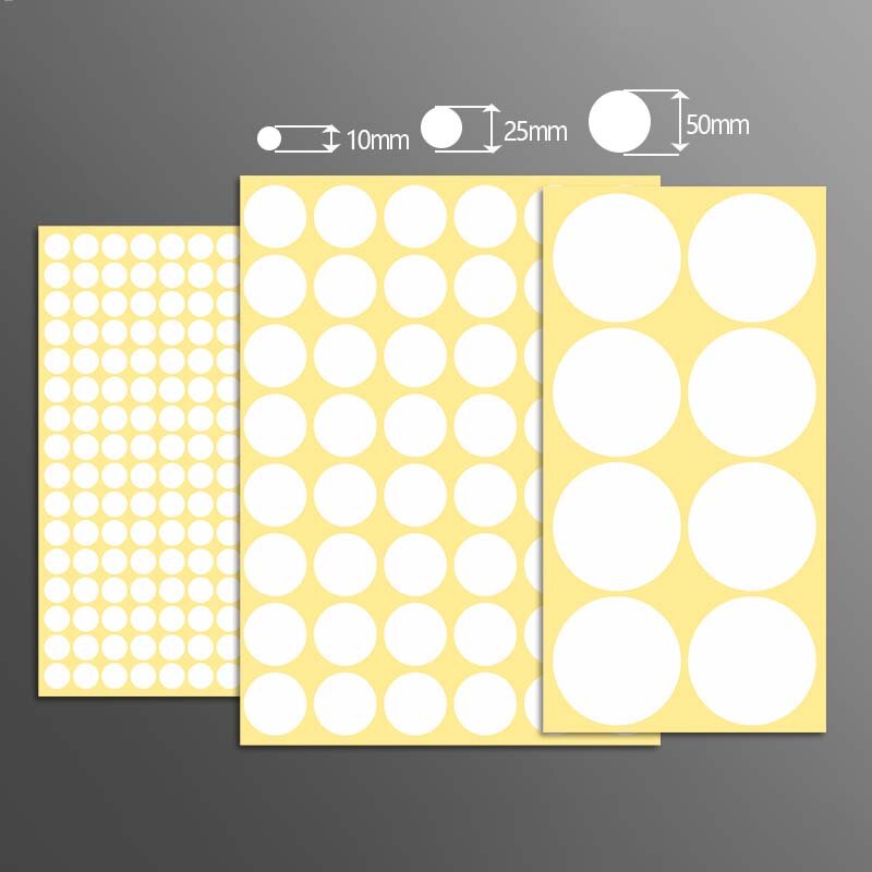 Etiquetas de papel Stiker de sellado de círculos redondos blancos, pegatinas de puntos DIY, paquete adhesivo, decoración, 15 hojas por paquete