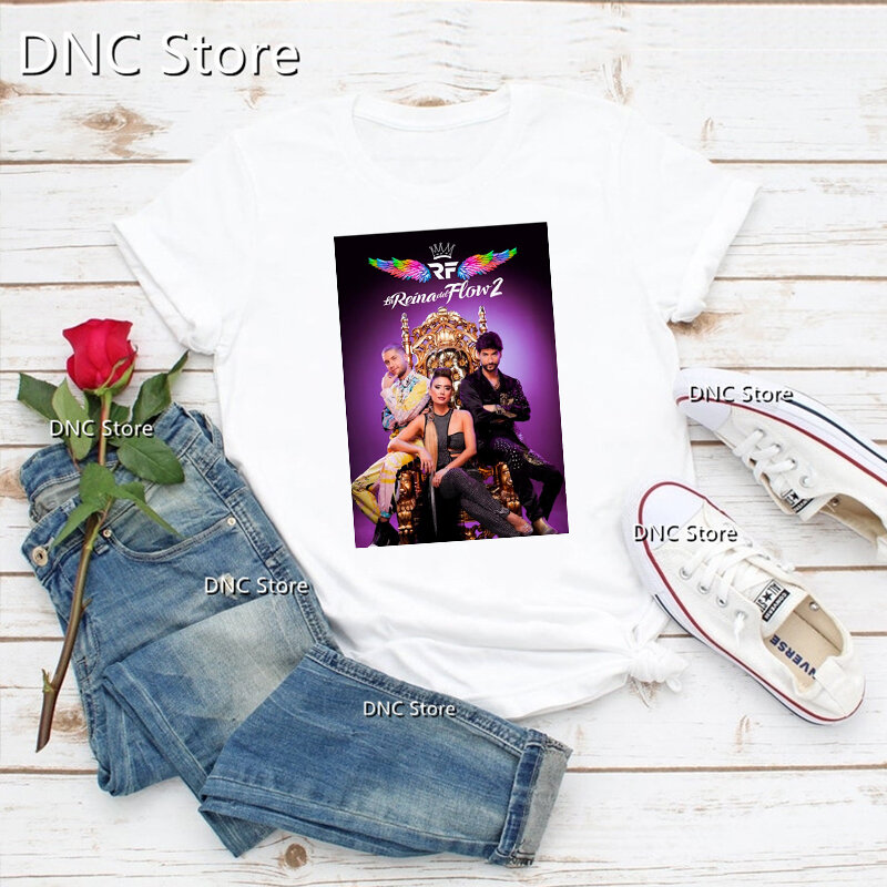 Camisetas de moda para mujer, camisetas con estampado gráfico de cantante de música cool The Queen of Flow, camisetas de hip hop para mujer, camisetas para niñas de los 90