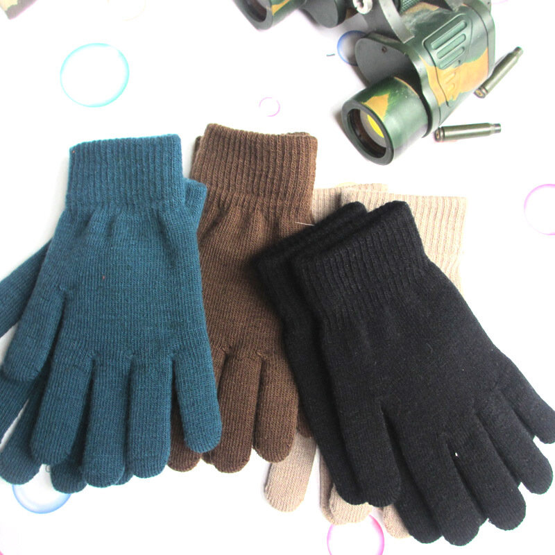 Rękawiczki na palce zimowe jesienne ciepłe grube męskie rękawiczki damskie Unisex dzianinowe długa jednokolorowa modne grube rękawiczki sportowe rękawice ogrodowe