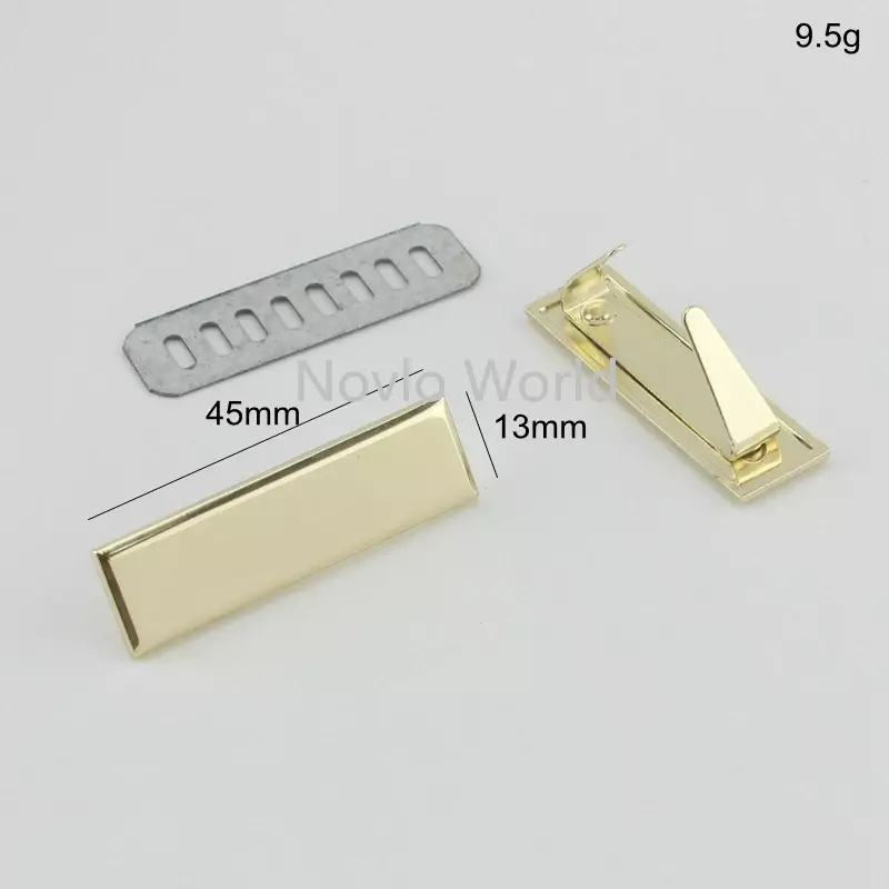 Etiquetas de Metal rectangulares para bolsos de mano DIY, grabado de su nombre, 45x13MM, monederos largos, logotipo de Metal, 5-20-100 piezas