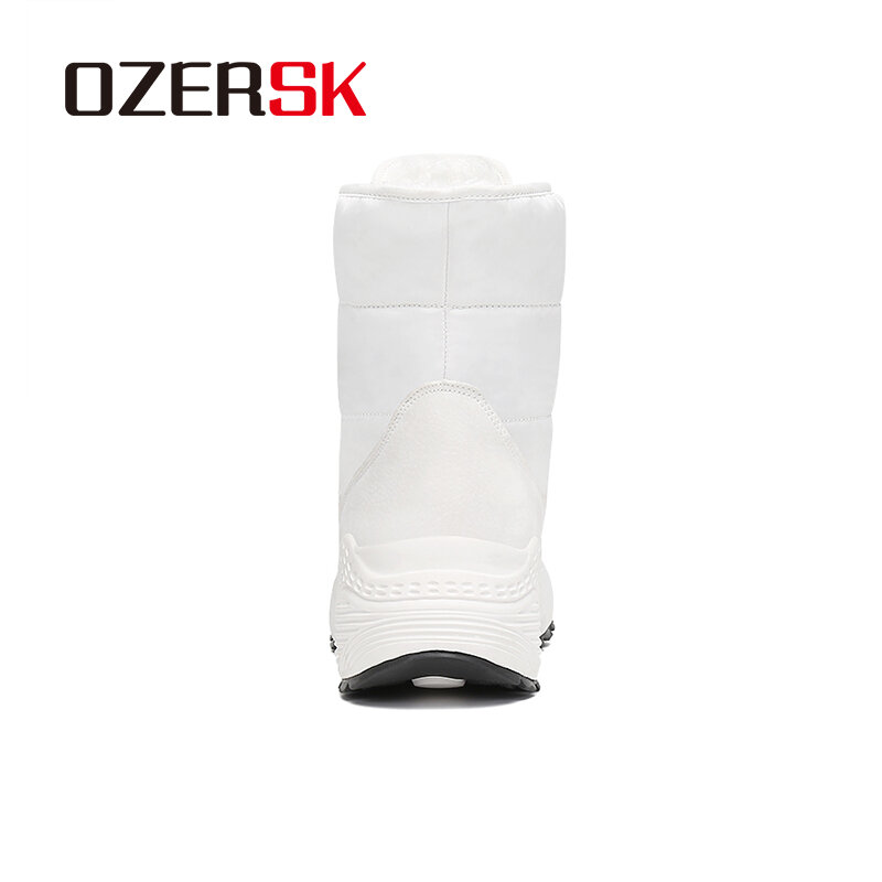 OZERSK-Botas de nieve impermeables para mujer, botines antideslizantes con cordones, cómodos e informales, hechos a mano, de felpa, cálidos, para invierno