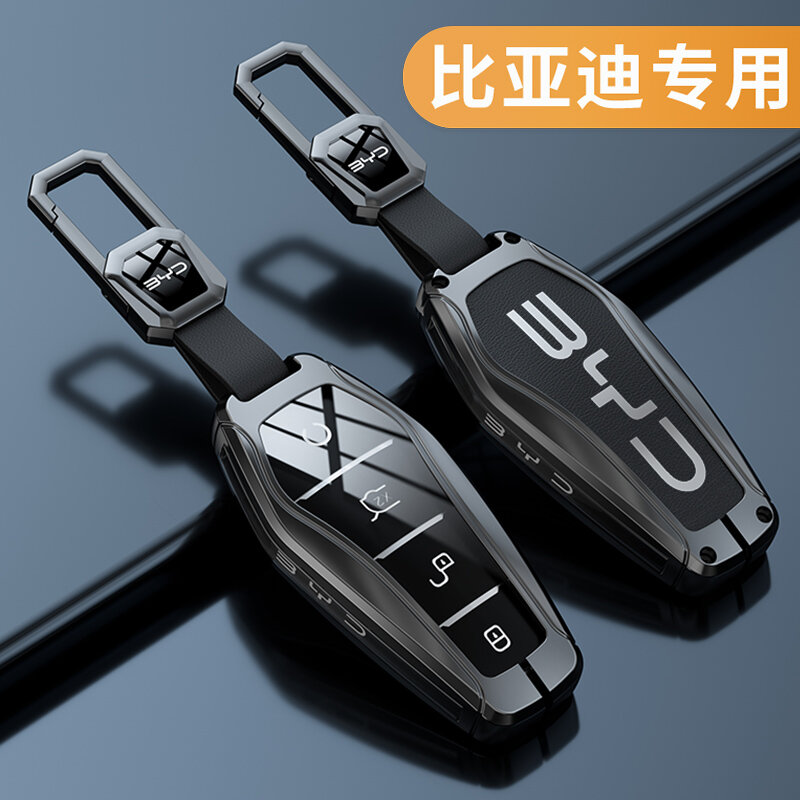 Sarung kunci kulit logam campuran seng mobil penutup dudukan untuk BYD Atto 3 Han EV lumba-lumba tahan lama lagu kedua Pro Tang Dm QIn PLUS MAX Yuan