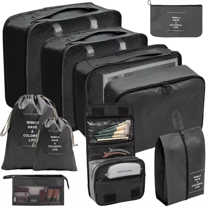 7/10 pezzi Set Organizer da viaggio borse portaoggetti valigia imballaggio cubi Set custodie bagagli portatili vestiti scarpe Tidy Pouch pieghevole