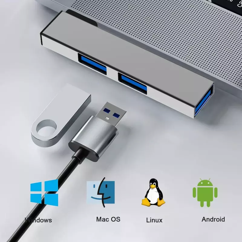 HUB USB Tipe C HUB OTG, USB 3.0/tipe-c 3.0 ke 3 USB Splitter Hub kecepatan 5.0Gbps 3 Port untuk PC Laptop Notebook 3 in 1