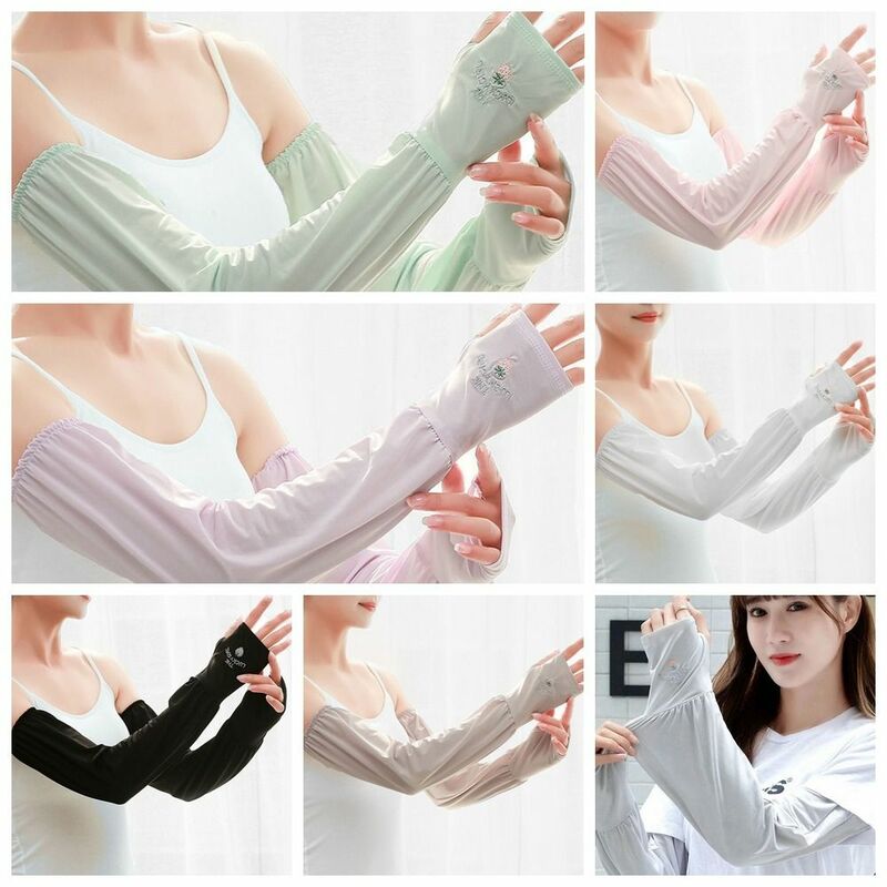 Ice Silk Ice Silk Sleeve Fashion Sun Protection Sunscreen Arm Sleeves Cover Loose Unisex Arm Cover Bicycle