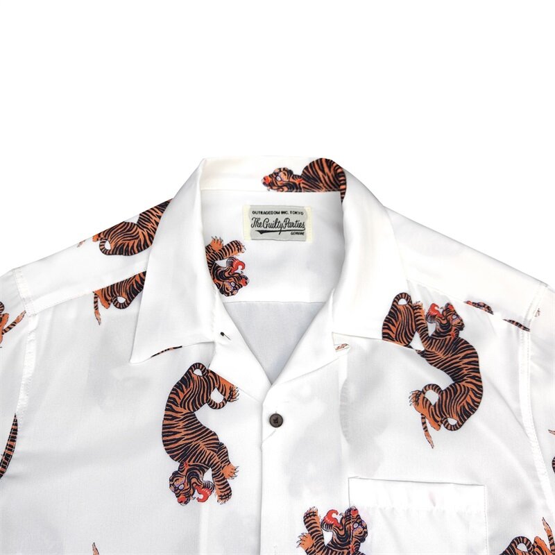 Retro Brand Full Print Tiger WACKO MARIA Shirt Summer Casual Short Sleeve Shirt Mens Womens Hawaii Shirt