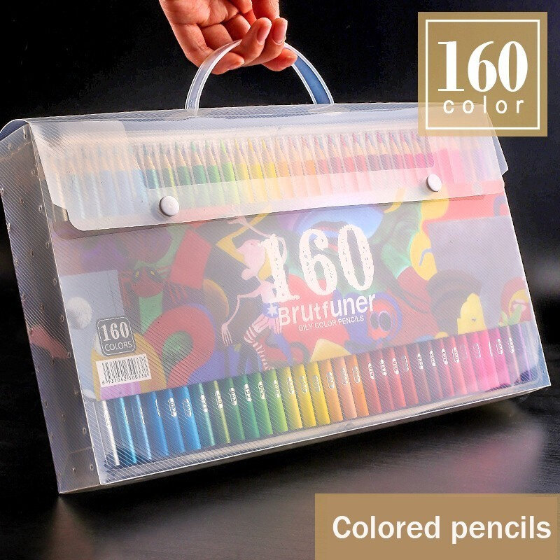 Brutfuner-48/72/120/160/180 색 전문 오일 색연필 세트, 나무 부드러운 수채화 연필, 드로잉 스케치 미술 용품