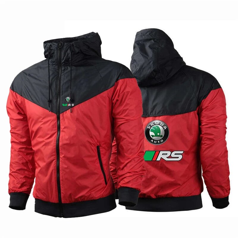 Skoda Rs Vrs Motorsport Graphicorrally Wrc Racing Men Casual Thin Five-Color Windbreaker Fashion Color Matching Printing Coats