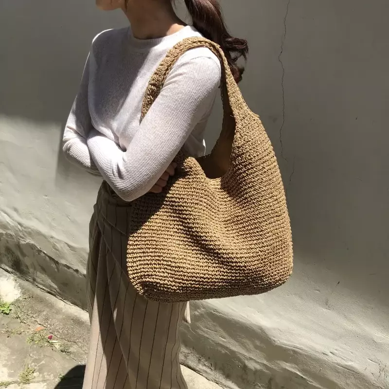 XXXXX 2023 Fashion Rattan Women Shoulder Bags Wikcer Woven Female Handbags Large Capacity Summer Beach Straw