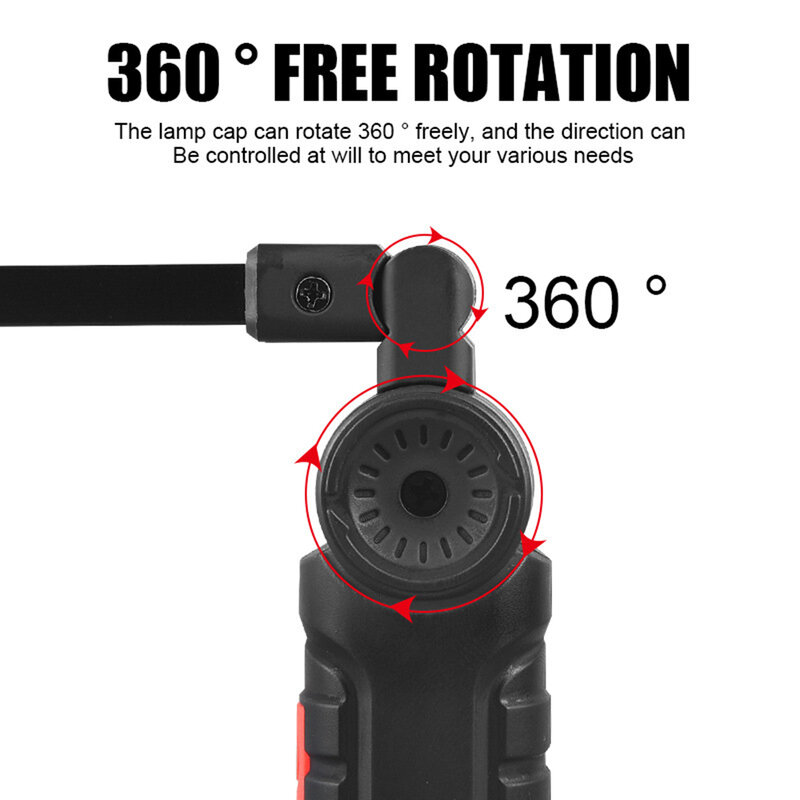 Linterna LED COB portátil, recargable por USB Luz de trabajo, lámpara colgante magnética con batería integrada, linterna de Camping