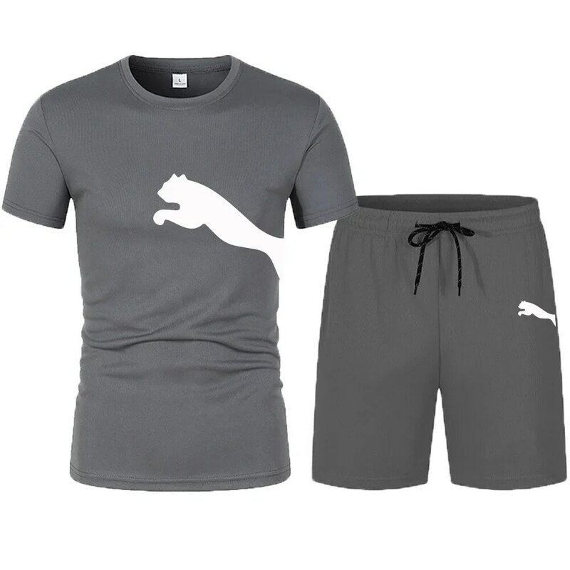 Conjunto coreano de treino masculino, camiseta de manga curta e shorts esportivos, corredores casuais, roupas masculinas, moda verão, 2024