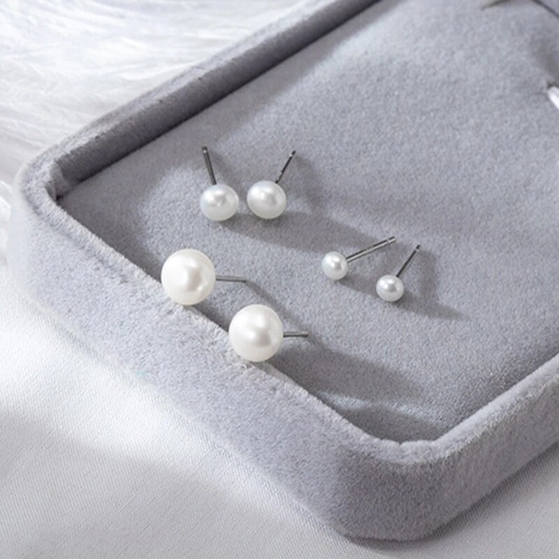 Серьги tzgram, серебряные серьги с 925 натуральным жемчугом, минималистичные элегантные антиаллергенные серьги для поддержания уха невесты, ювелирные изделия для женщин