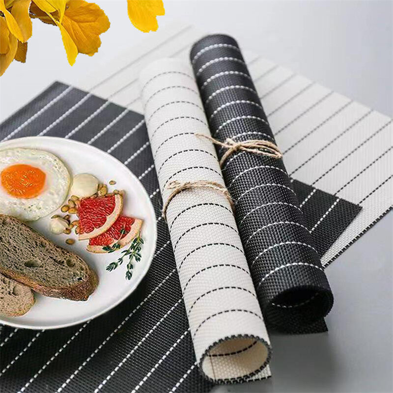 Nordic Meal Mat Stripe Western Food Mat Household Dining Table Mats Heat Insulation Pad Hotels Bowls Plates Pad Placemats