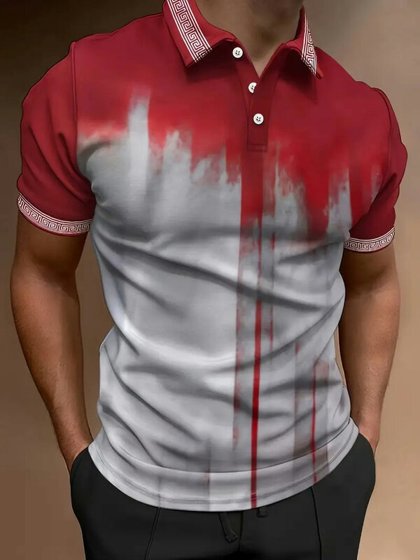 Nowa modna męska koszulka Polo z gradientem na lato z krótkim rękawem topy biznesowe Casual Clothing odzież uliczna Polo