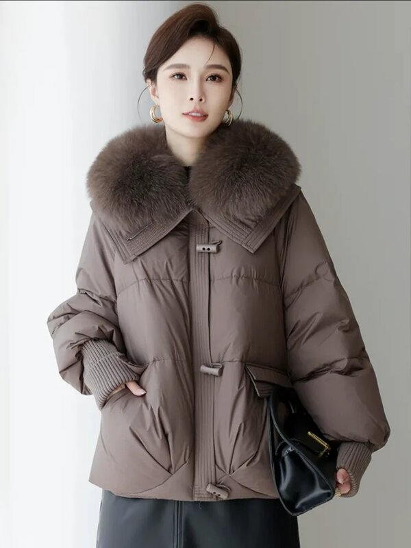 New Down Jacket Fox Collar Down Jacket Winter Women's Casual Loose Down Jacket Jacket Trend