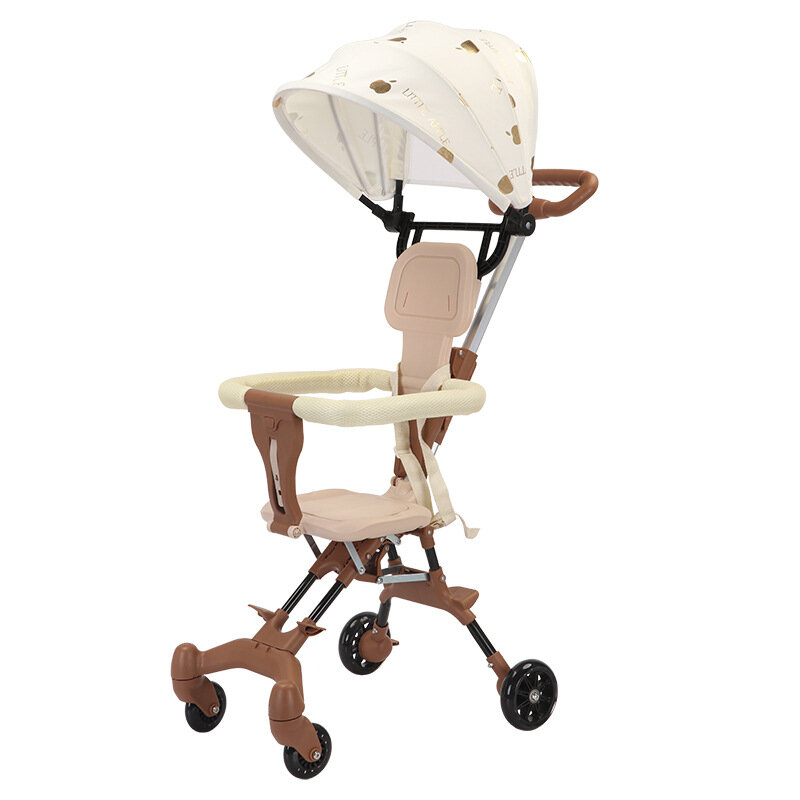One-touch foldable baby stroller, two-way sit-on, high-view stroller, lightweight four-wheel baby stroller