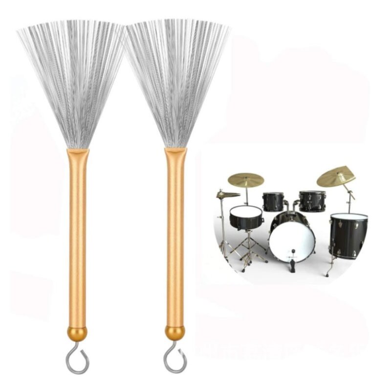 Cepillo de tambor de Jazz retráctil, mango de Metal, palo de tambor portátil, herramienta de limpieza de baquetas, cepillo de alambre de Metal, accesorio Musical