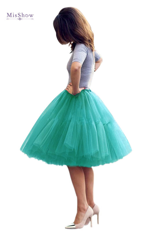 2023 Puffy Multi-Layers Tulle Skirts Women Elastic Knee Length Female Tulle Underskirt Girl Short Princess Tutu Skirt Jupons