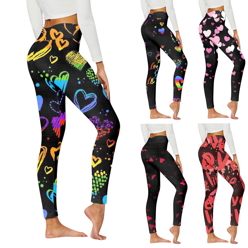 Maternity Pants For Gym Fitness Womens Casual Pants Valentine'S Day Heart Print Sweatpants Leggings And Striped Leggings
