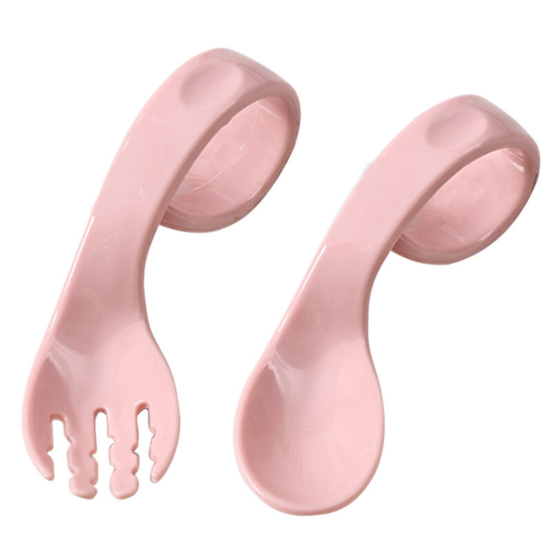 1~10PCS Children Learn Training Spoon Kids Feeding Baby Care Utensils Toddler Cutlery Infant Ringed Curved Handle Baby Spoon and