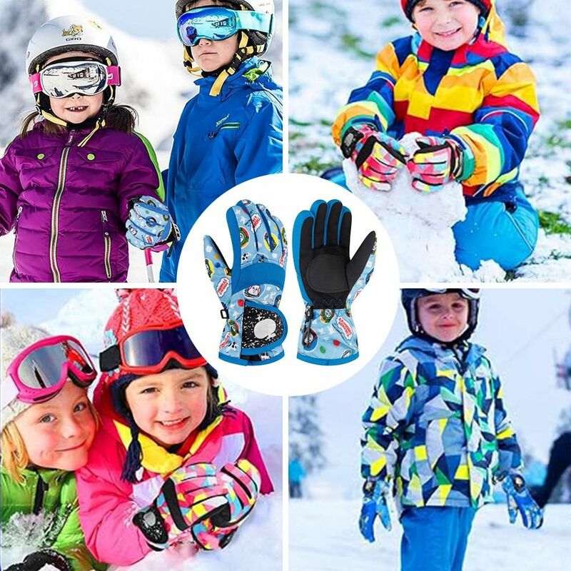 Ветрозащитные детские лыжные перчатки, новые модные водонепроницаемые Утепленные зимние теплые Нескользящие варежки для сноуборда