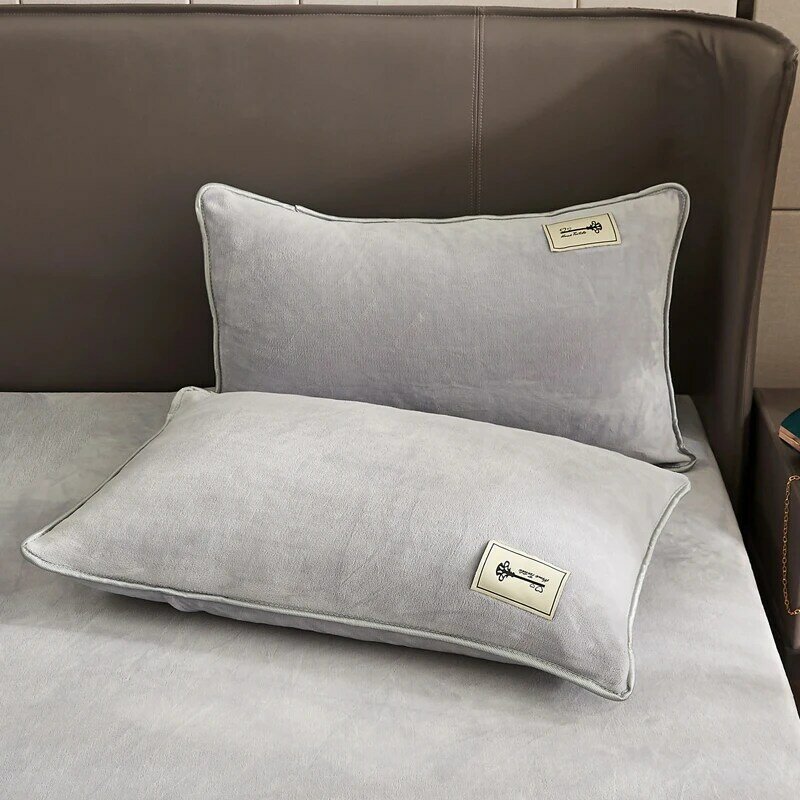 Funda de almohada de felpa suave para decoración del hogar, ropa de cama de Color sólido para dormir, funda de cojín Invisible con cremallera, 48x74cm