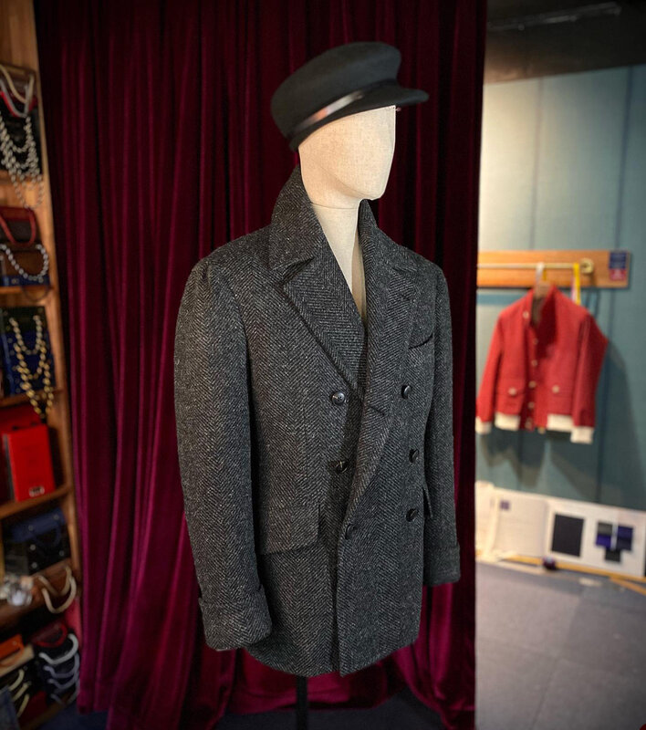 Zimowy ciepły garnitur ślubny płaszcz dla mężczyzn w jodełkę dwurzędowy odzież dla pana młodego płaszcz w rozmiarze Slim Fit biznes tylko kurtka